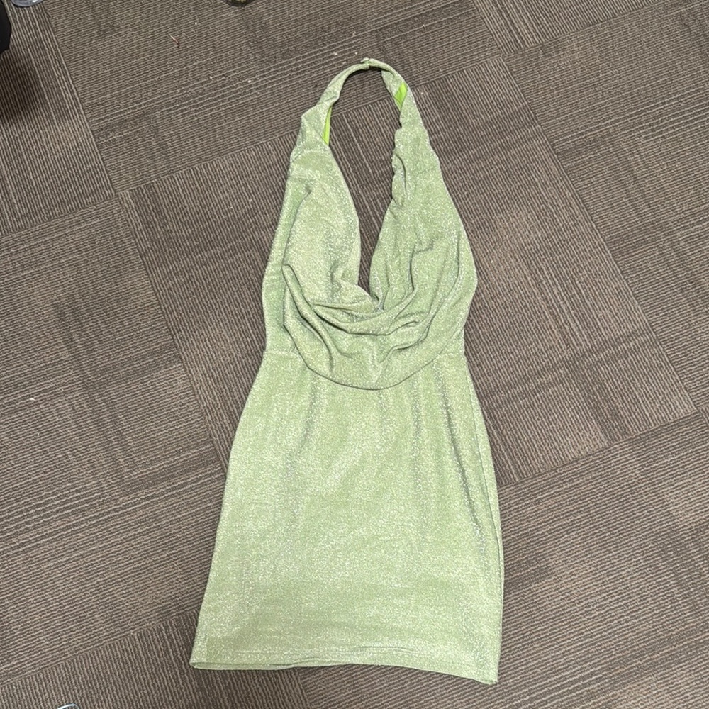 Shimmering Green Halter Dress